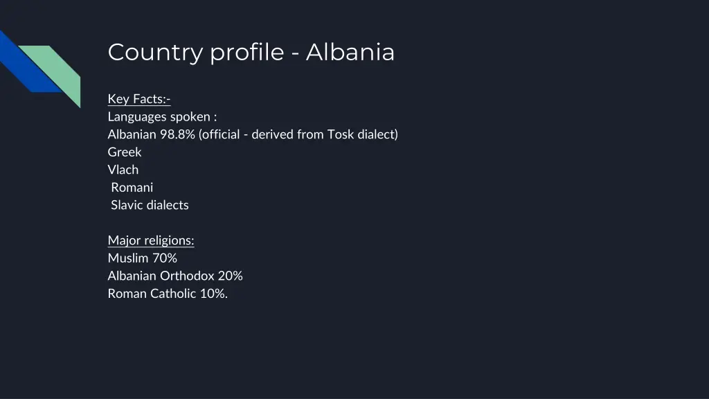 country profile albania