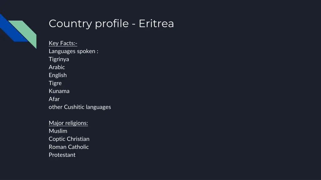 country profile eritrea