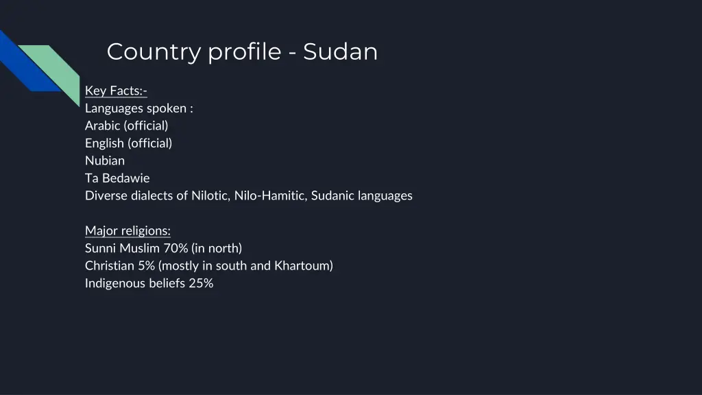 country profile sudan