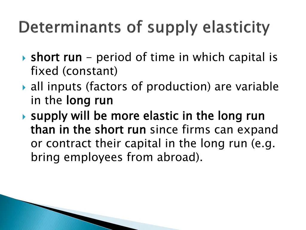 short run fixed constant all inputs factors