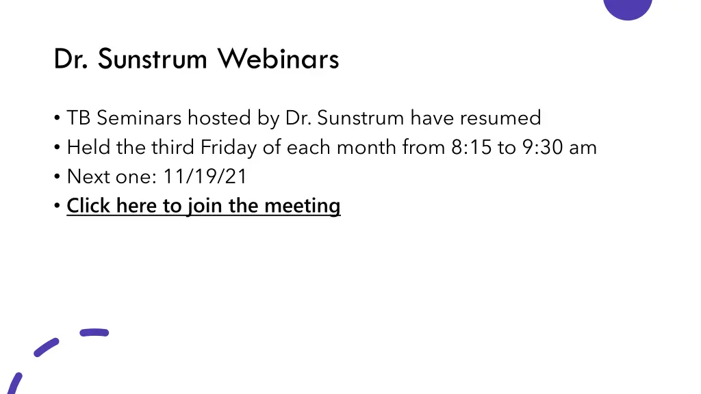 dr sunstrum webinars