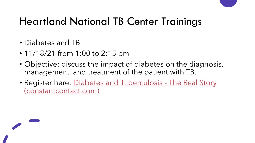 heartland national tb center trainings