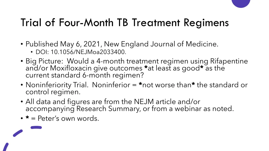 trial of four month tb treatment regimens