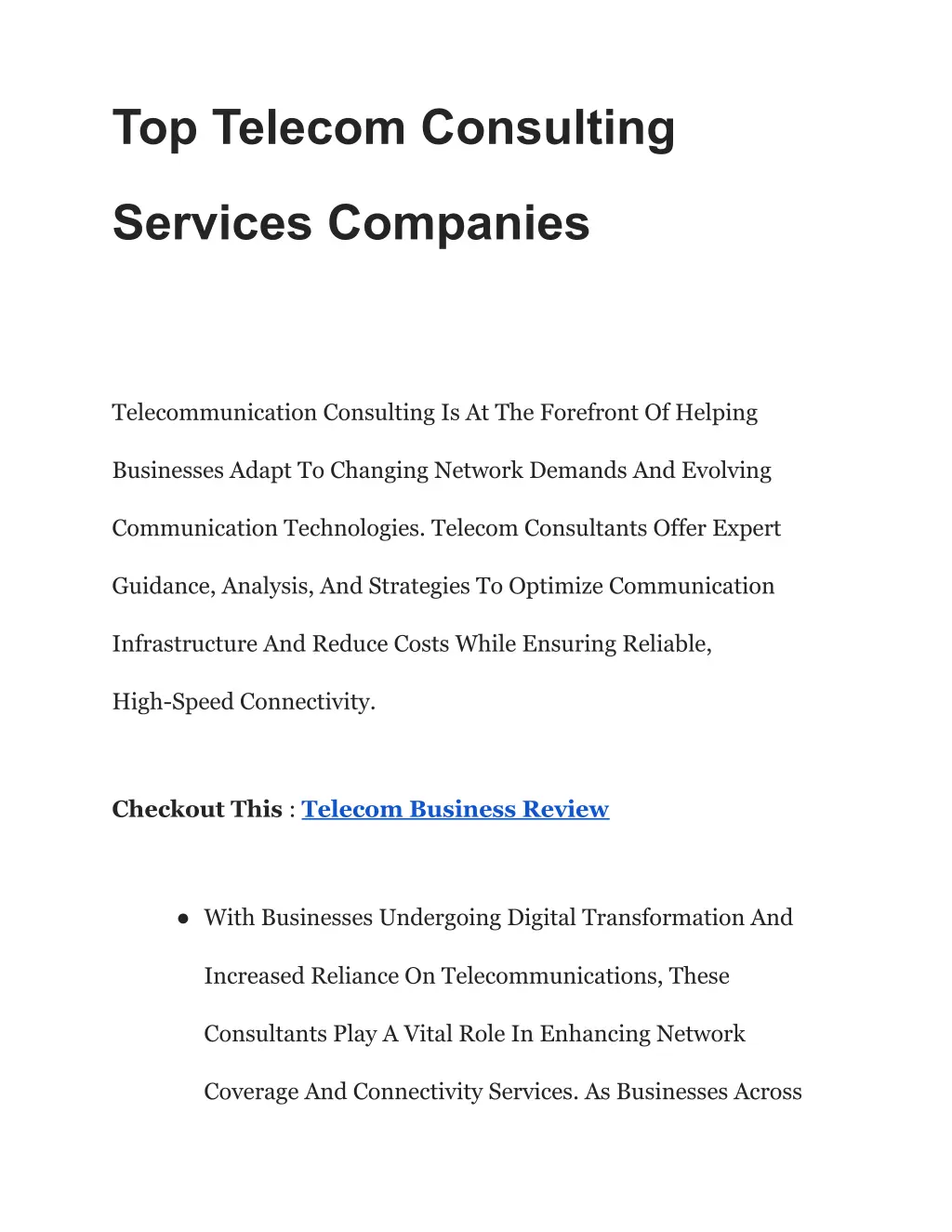 top telecom consulting