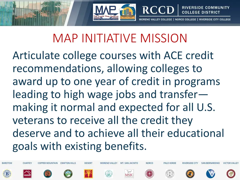 map initiative mission articulate college courses