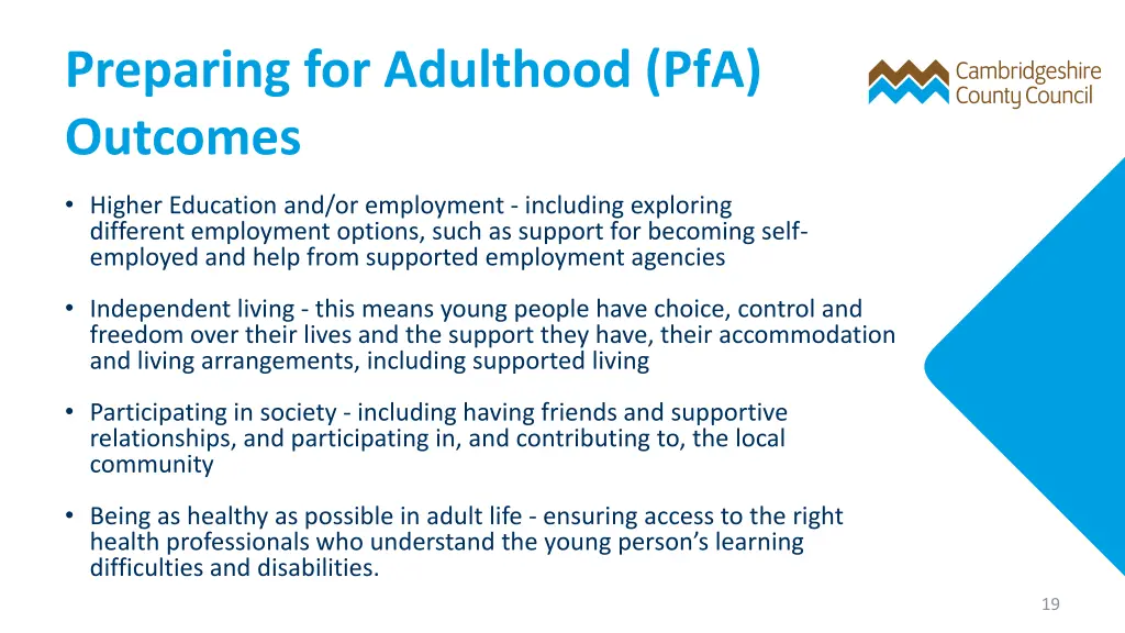 preparing for adulthood pfa outcomes