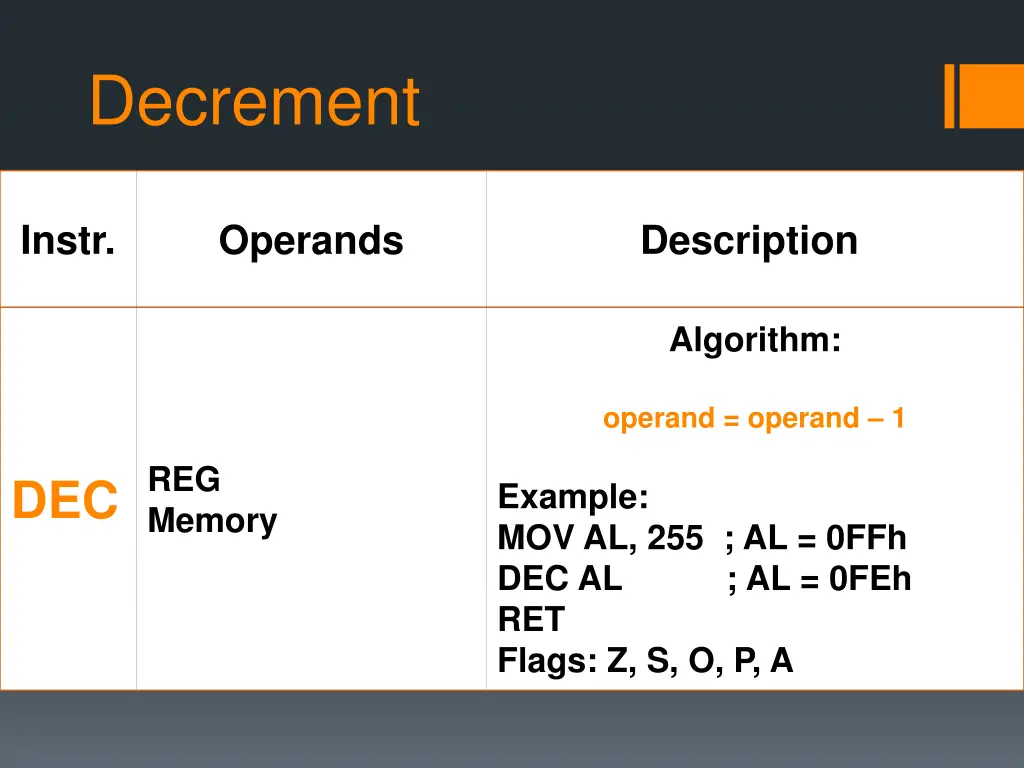 decrement