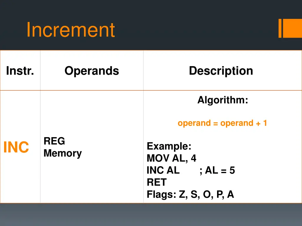 increment