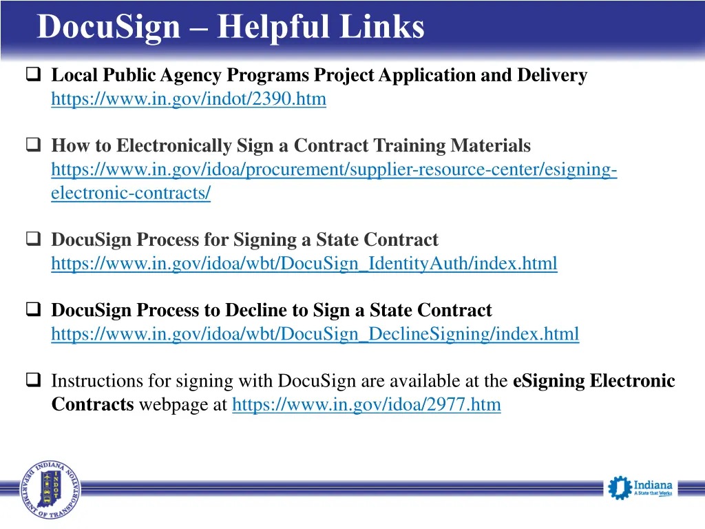 docusign helpful links