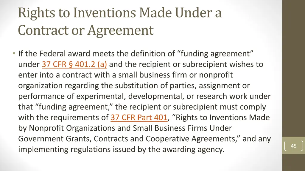 rights to inventions made under a contract