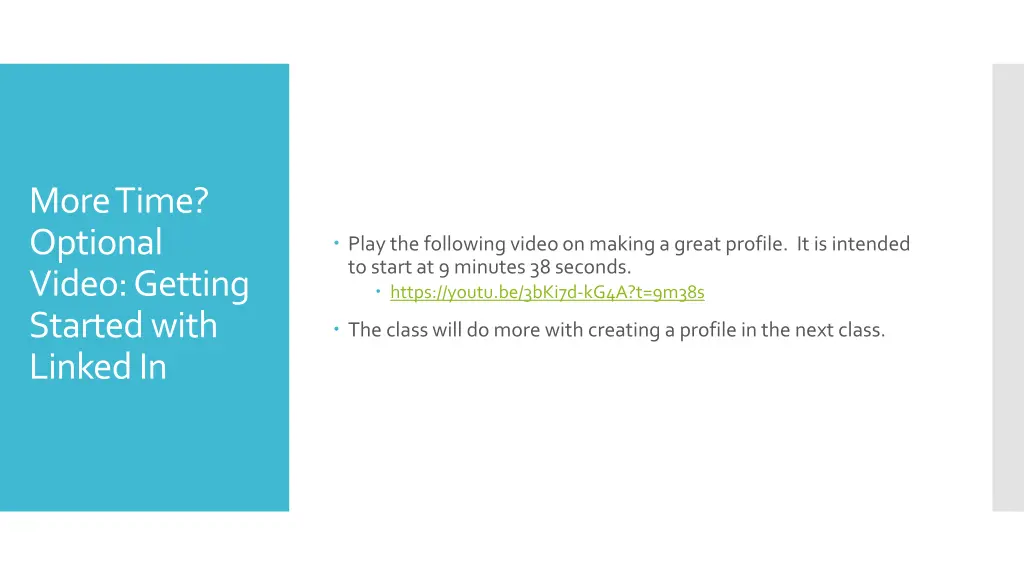 more time optional video getting started with