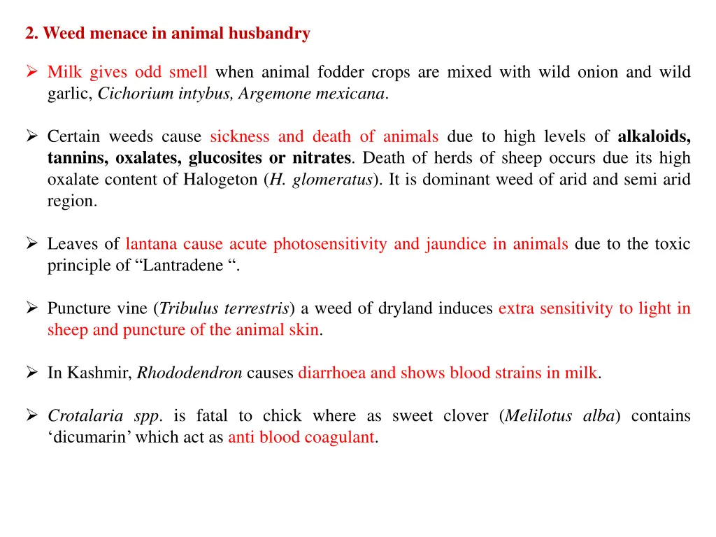 2 weed menace in animal husbandry