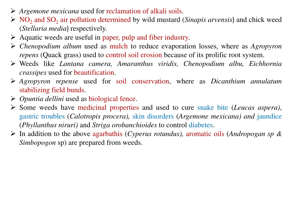 argemone mexicana used for reclamation of alkali