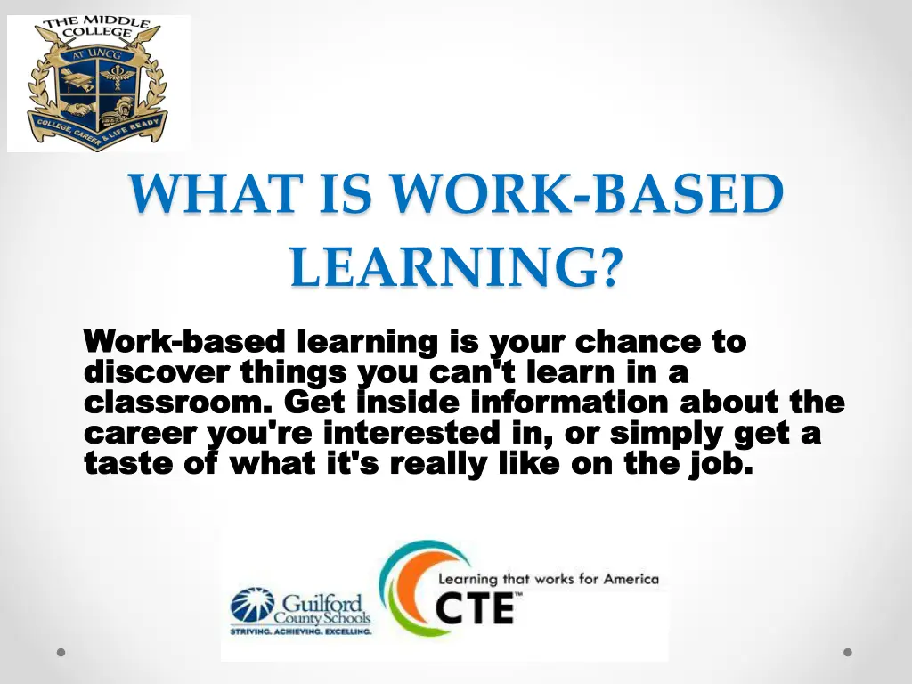 what is work based learning work work based