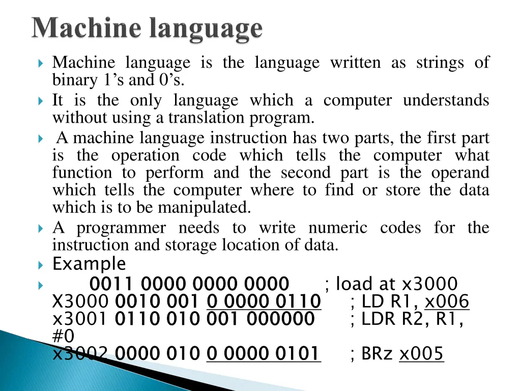 machine language is the language written