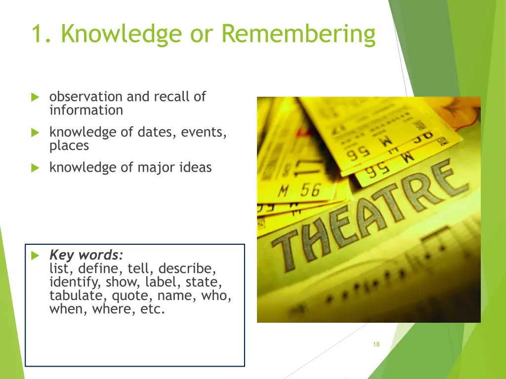 1 knowledge or remembering