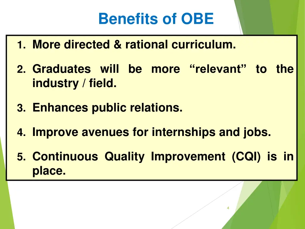 benefits of obe