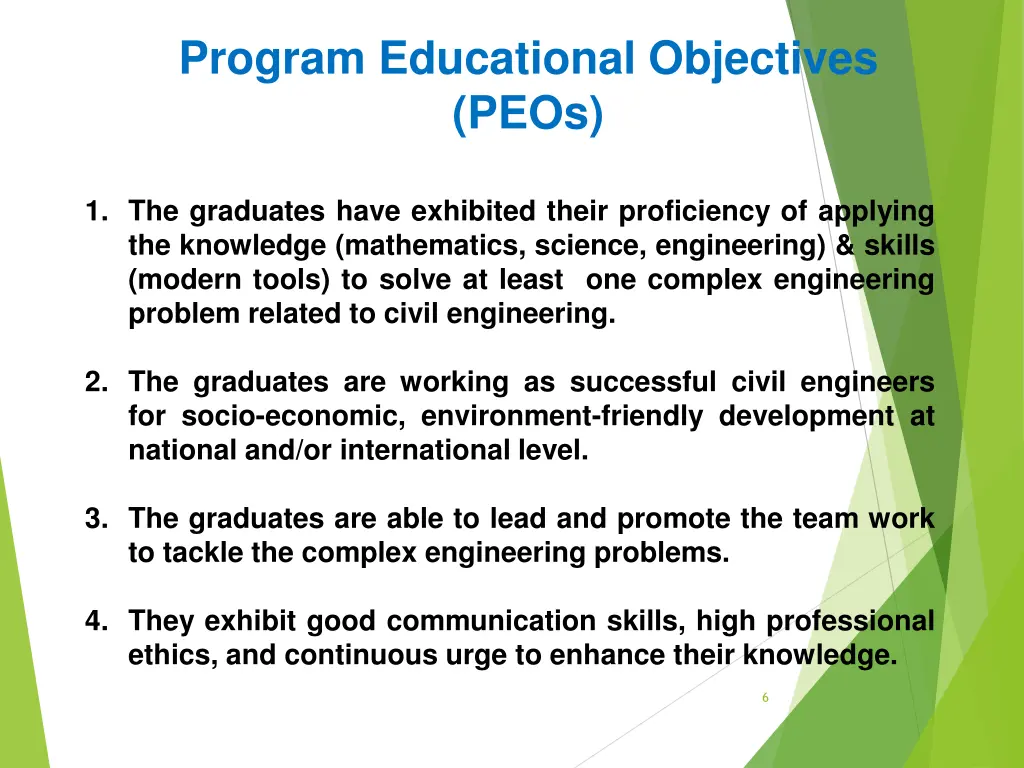 program educational objectives peos