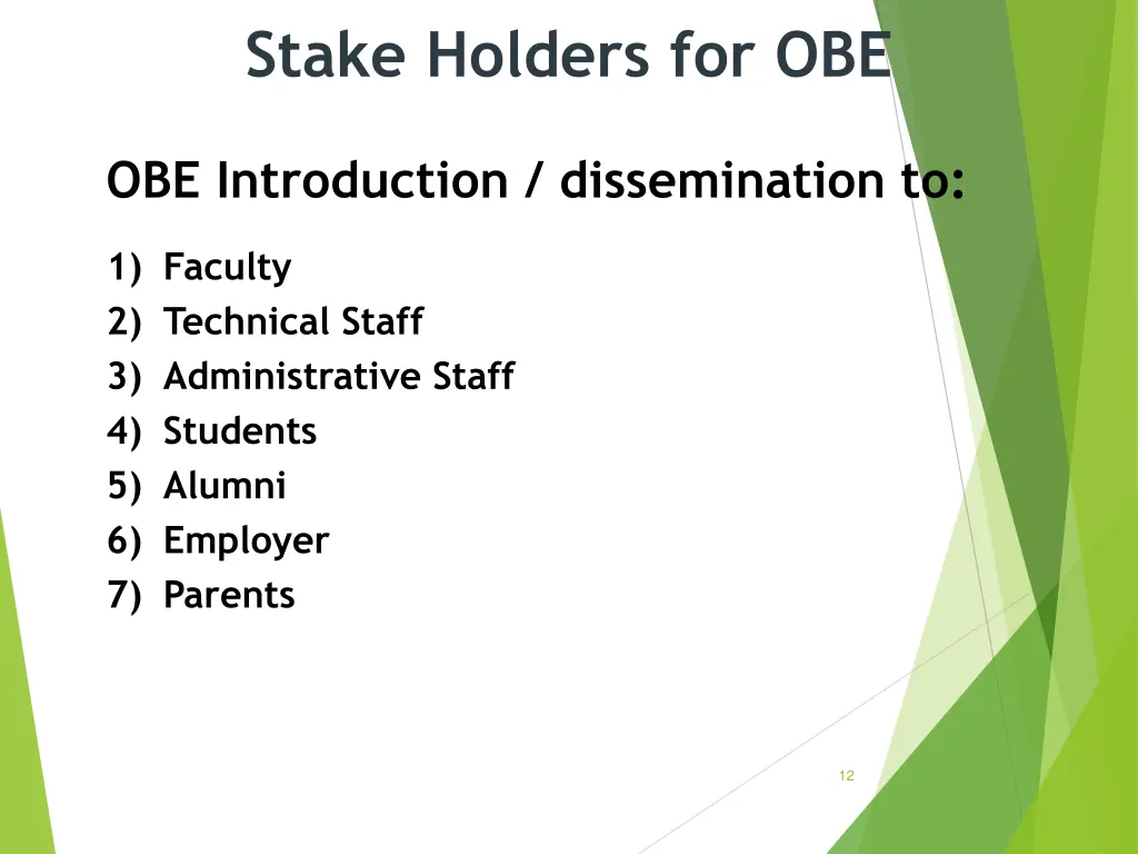 stake holders for obe