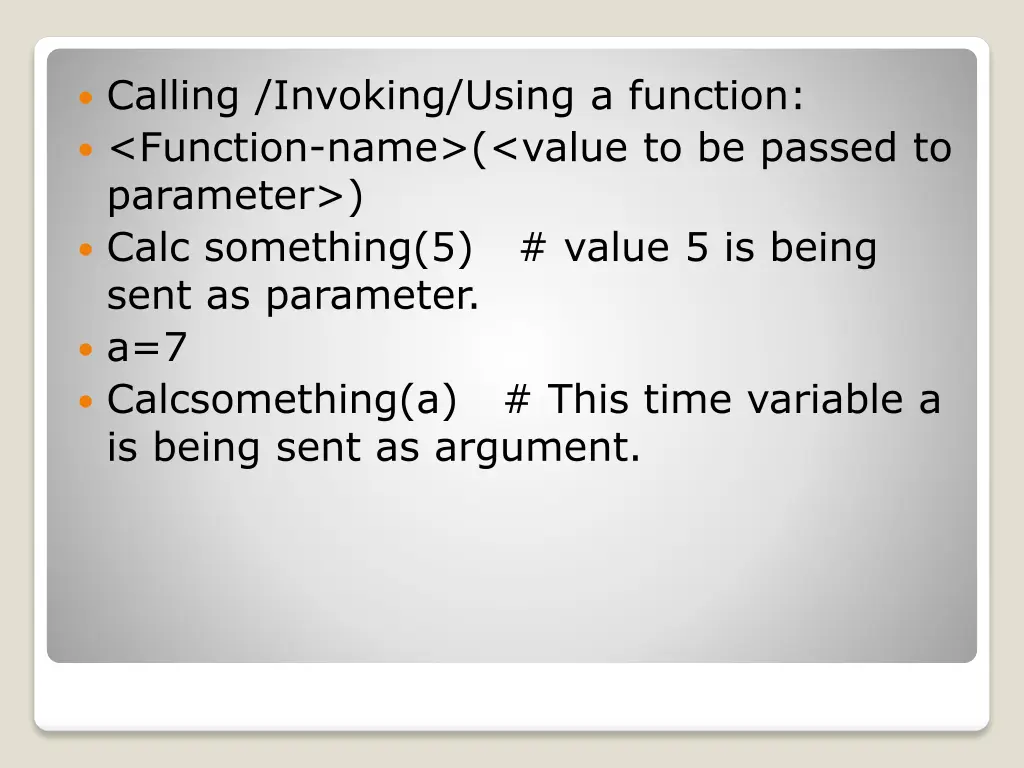 calling invoking using a function function name