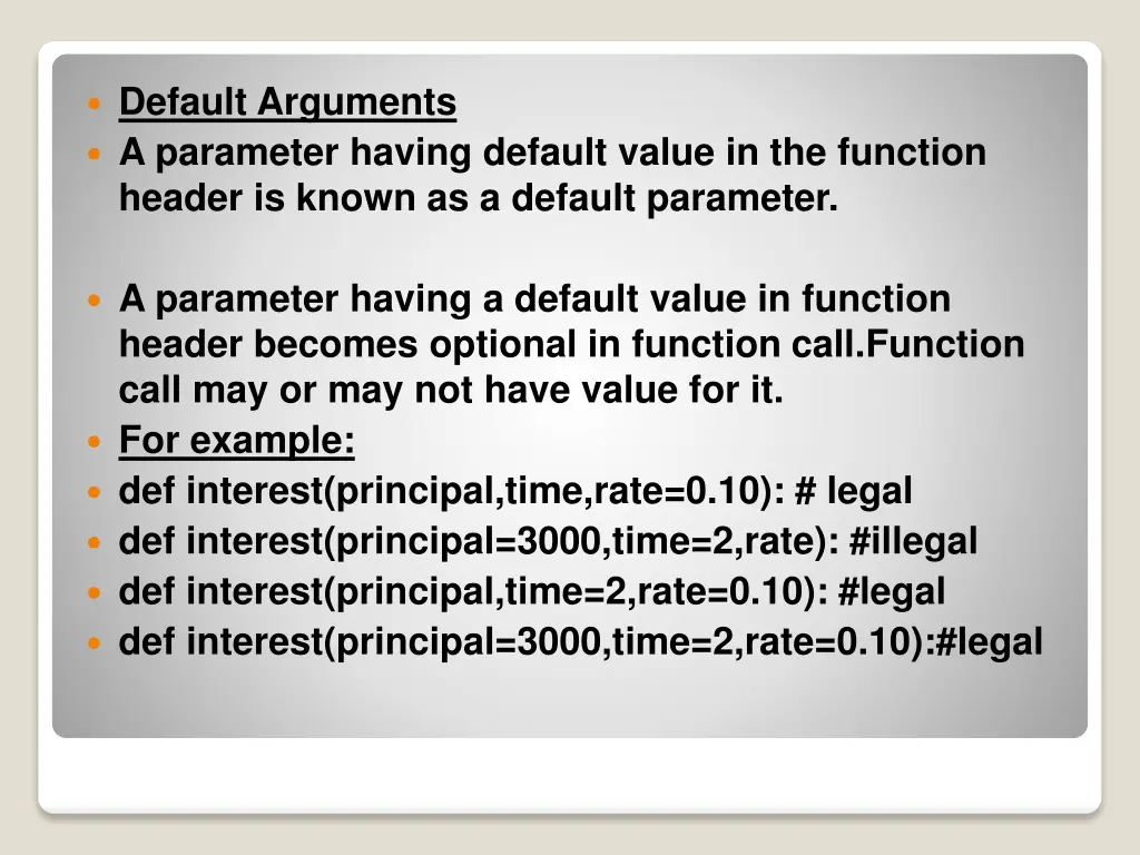 default arguments a parameter having default