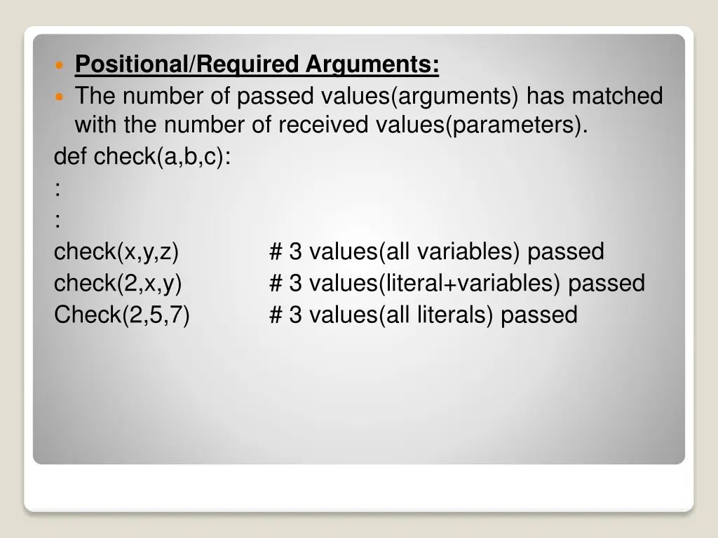 positional required arguments the number