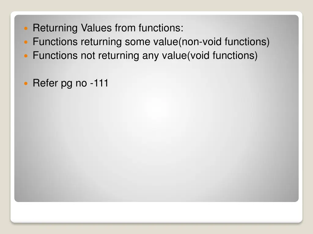 returning values from functions functions