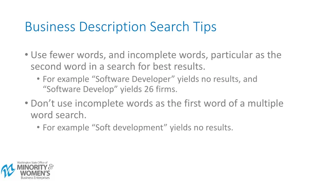 business description search tips