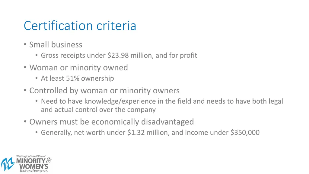 certification criteria