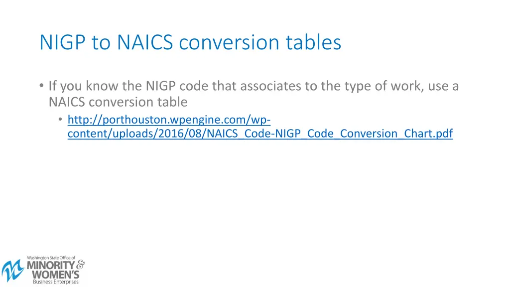 nigp to naics conversion tables