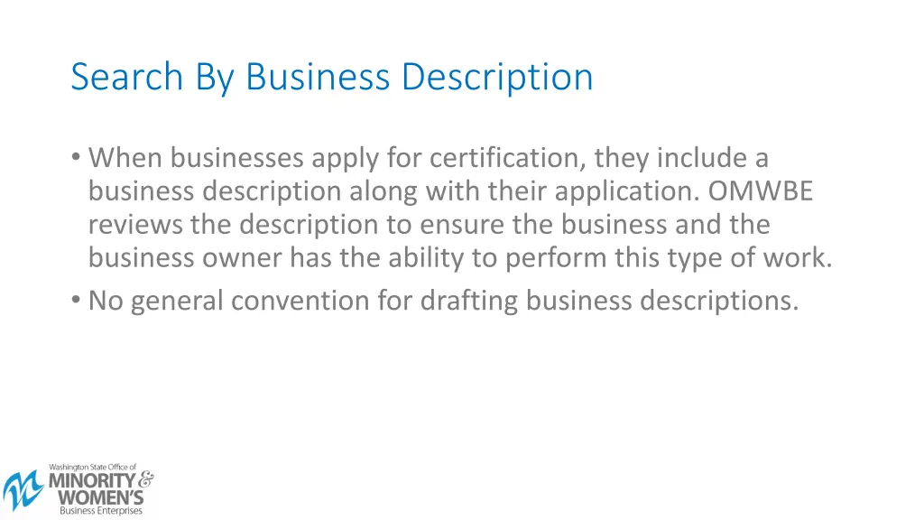 search by business description