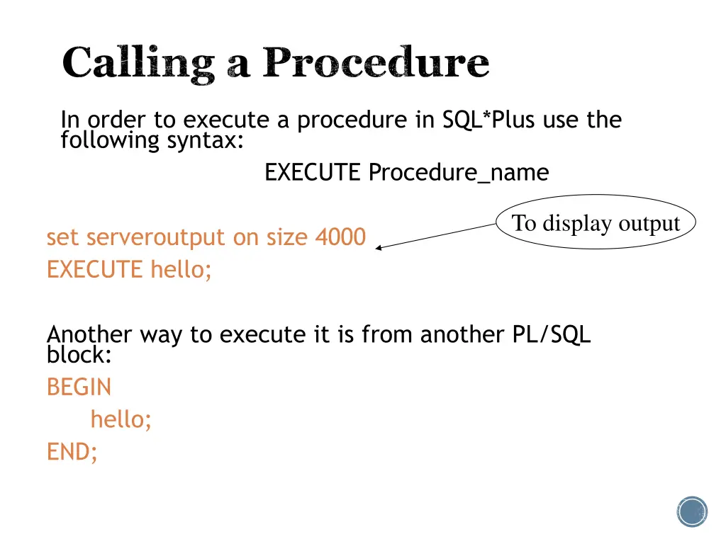 calling a procedure