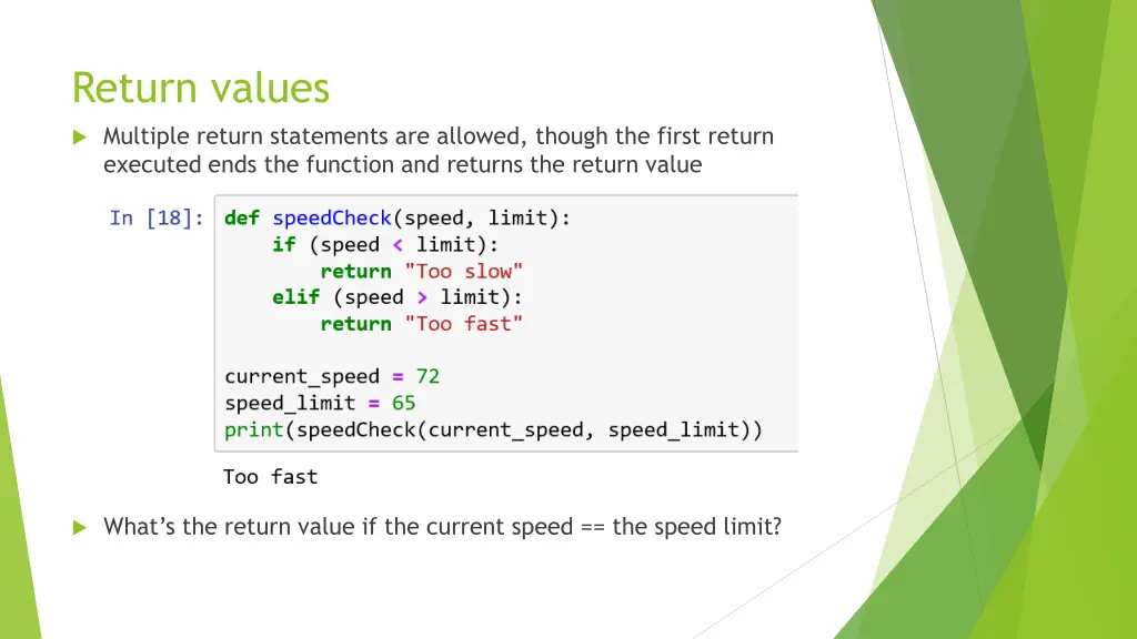 return values 1