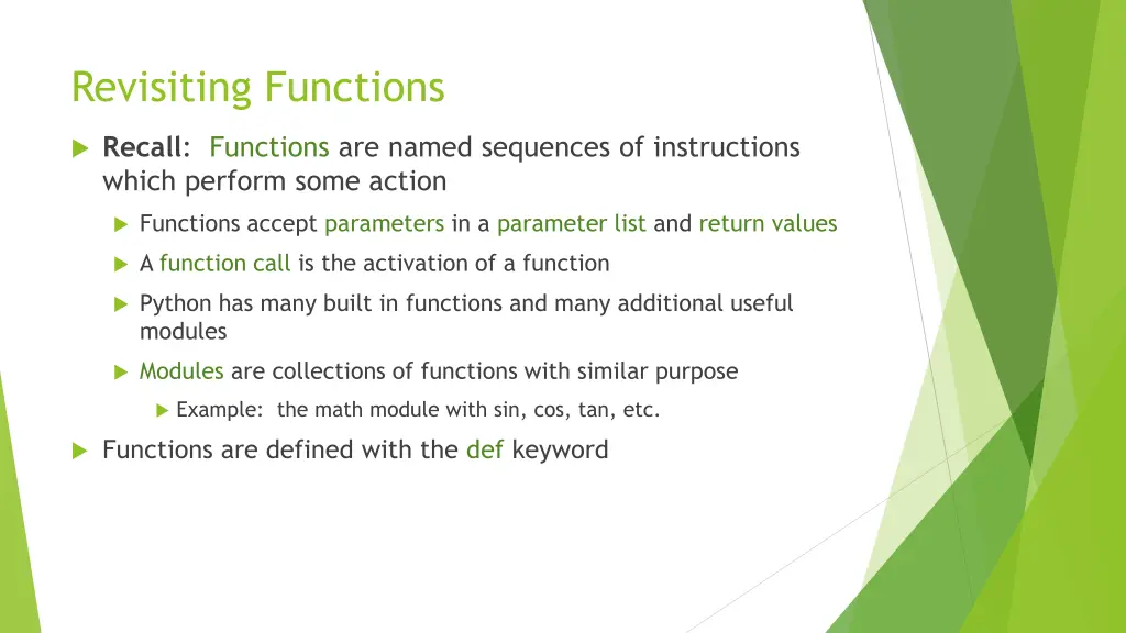 revisiting functions