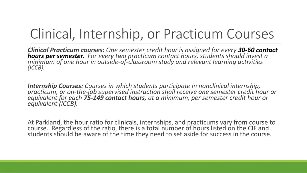 clinical internship or practicum courses