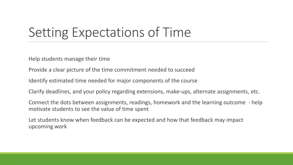 setting expectations of time