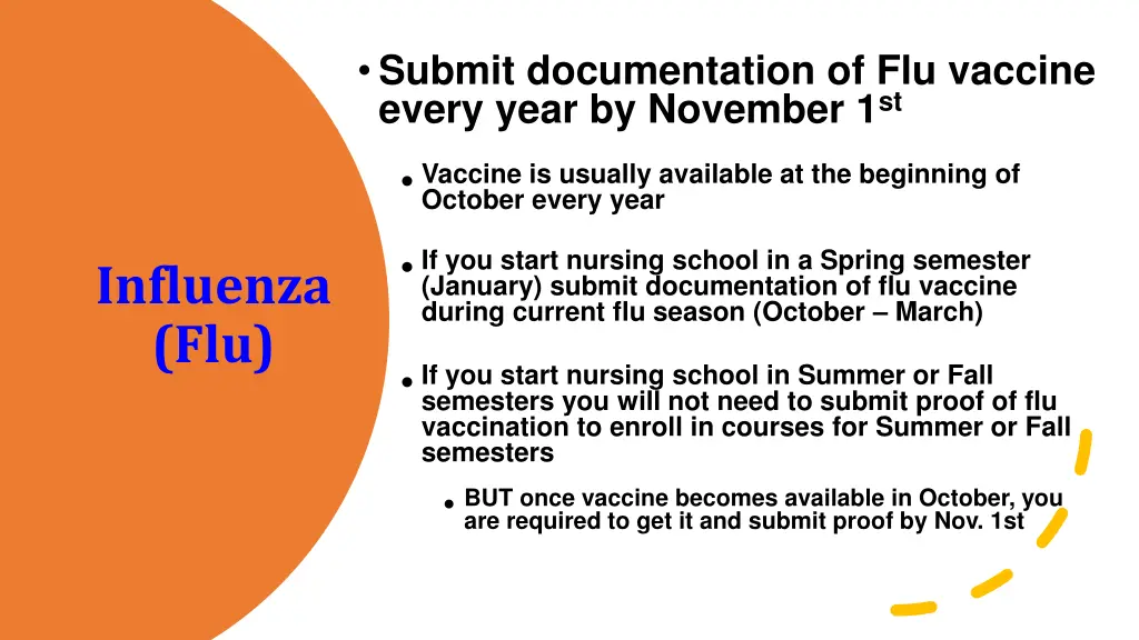 submit documentation of flu vaccine every year