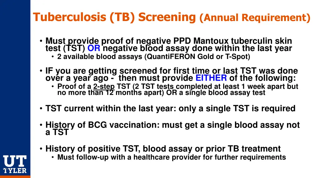 tuberculosis tb screening annual requirement