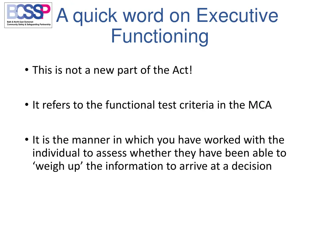 a quick word on executive functioning