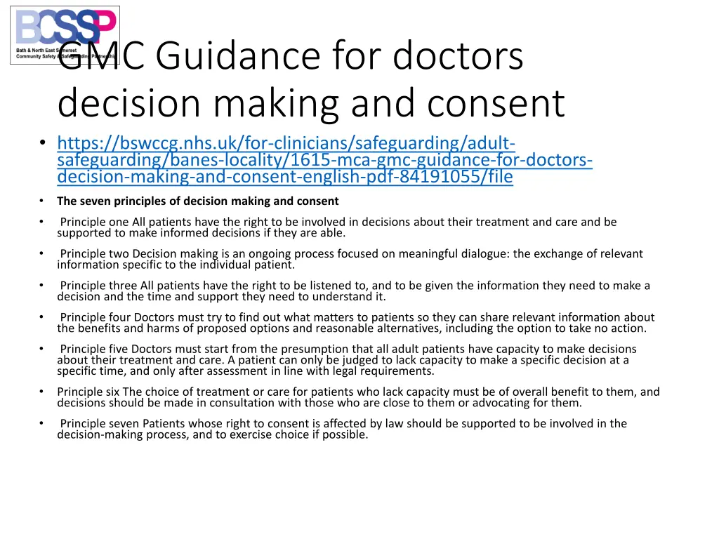 gmc guidance for doctors decision making