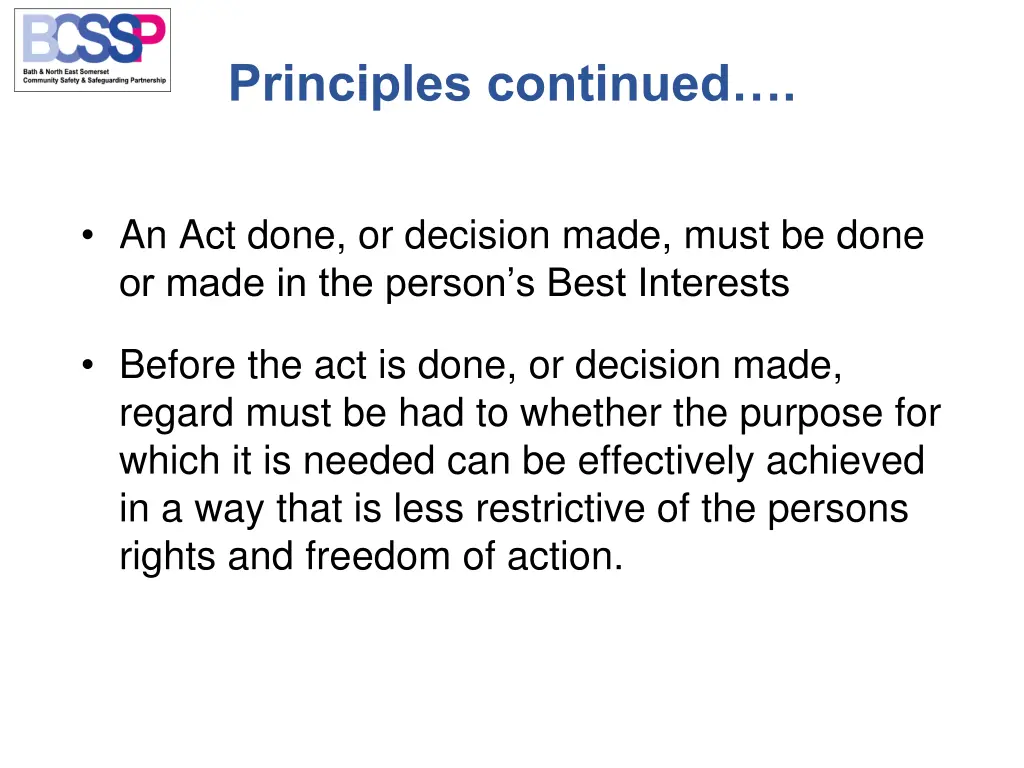 principles continued