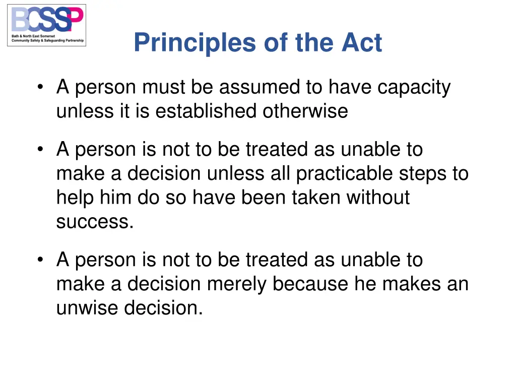 principles of the act