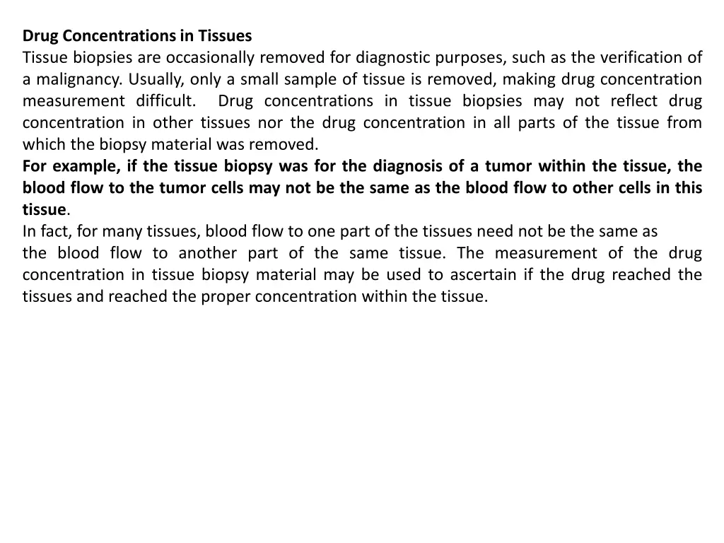 drug concentrations in tissues tissue biopsies