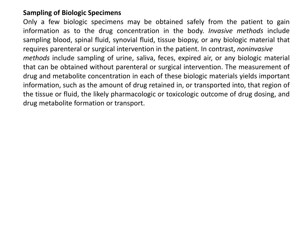 sampling of biologic specimens only