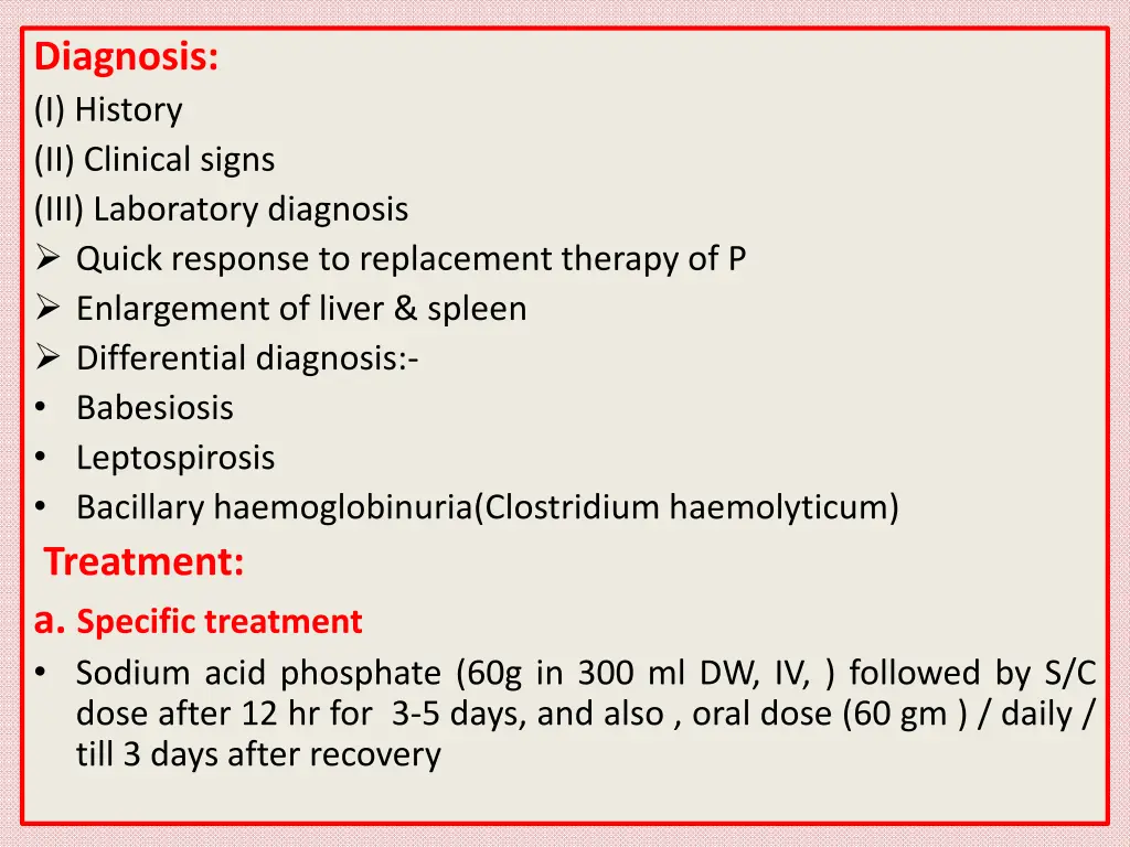 diagnosis i history ii clinical signs