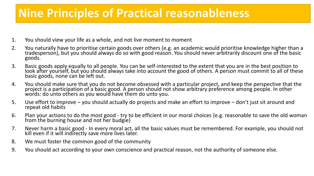 nine principles of practical reasonableness