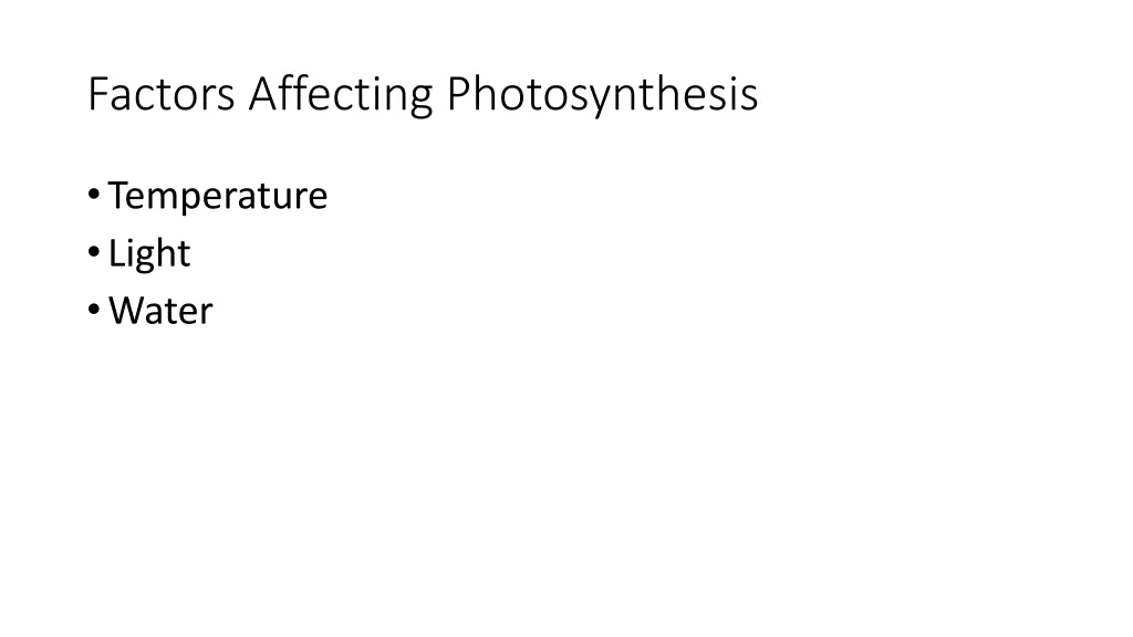 factors affecting photosynthesis