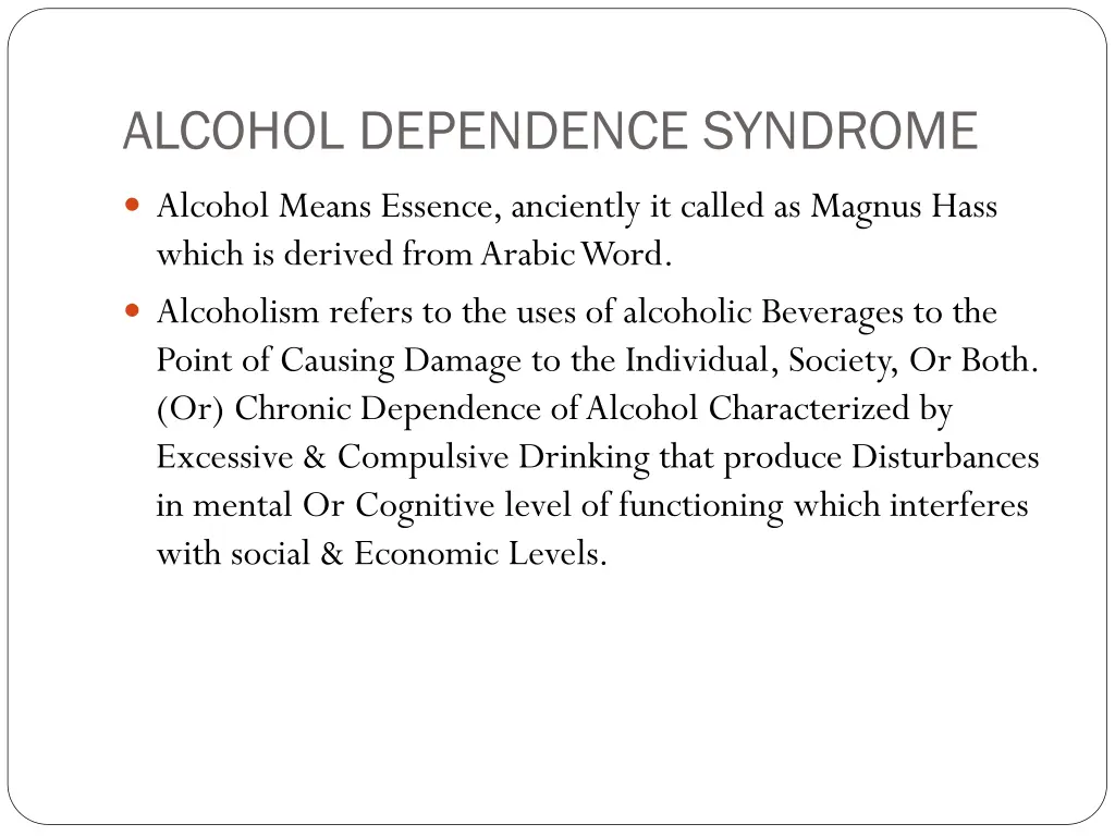 alcohol dependence syndrome