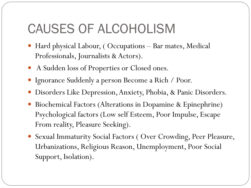 causes of alcoholism