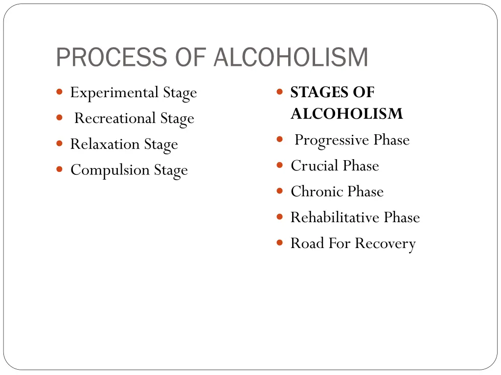 process of alcoholism